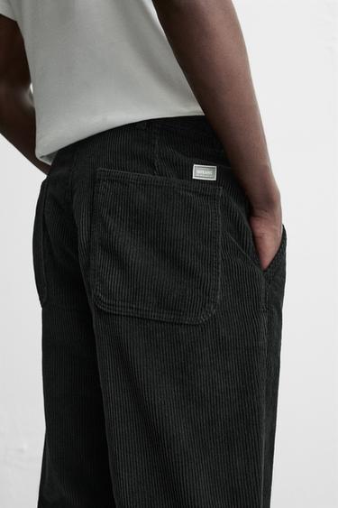 CARROT FIT CORDUROY TROUSERS - Black by Zara - Image 4