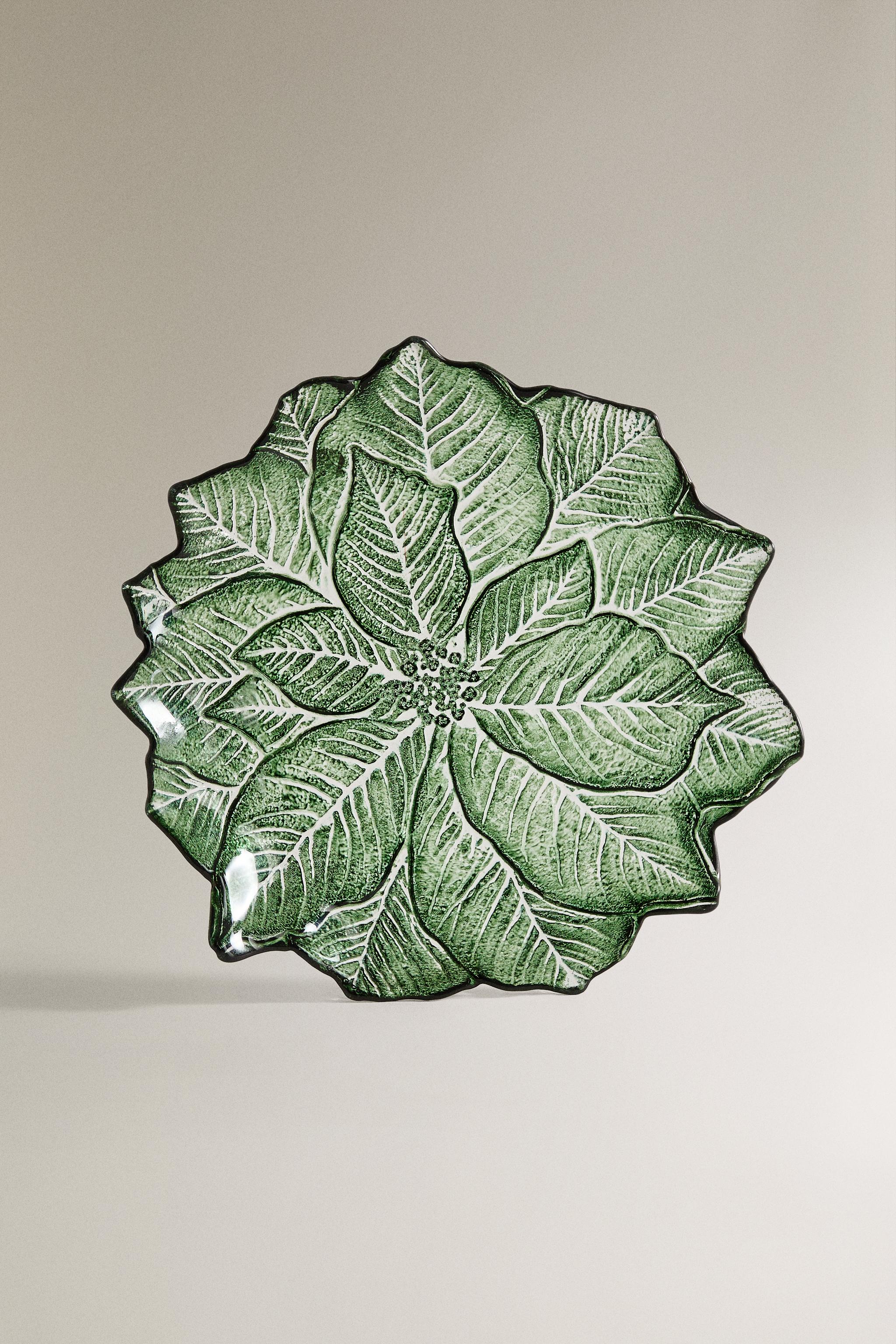 CHRISTMAS GLASS FLOWER DESSERT PLATE