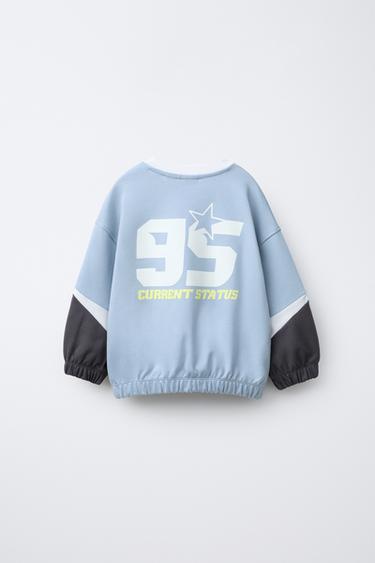 PANELLED SLOGAN SWEATSHIRT - Blue by Zara - Image 1