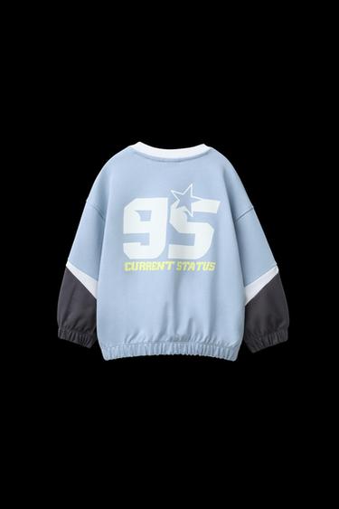 SWEATSHIRT MIT TEXTAUFDRUCK - Blau von Zara