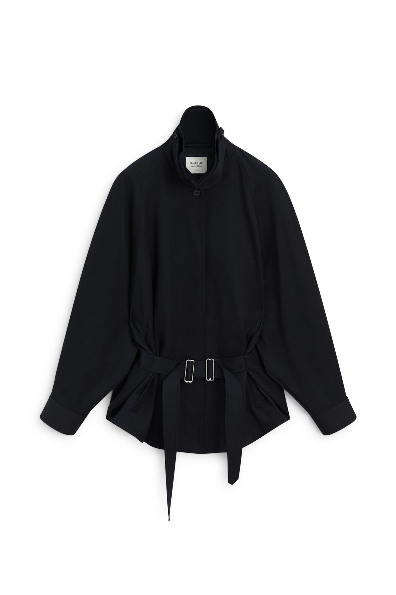 100% wool jacket with belt detail - LIMITED EDITION — Dark navy