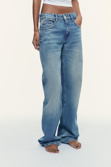 TRF WIDE-LEG MID-RISE JEANS - lys blå fra Zara
