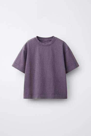 T-SHIRT IN VERWASCHENER OPTIK HEAVY WEIGHT - Violett von Zara