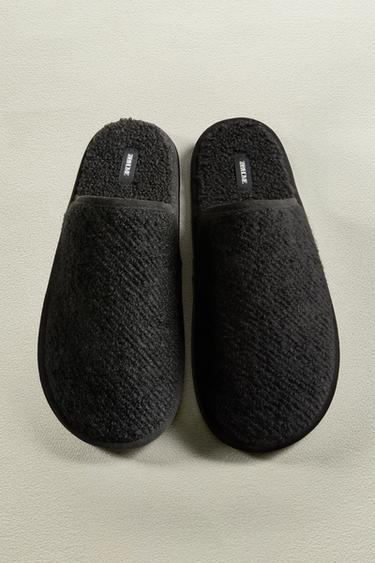 WARM SLIPPERS WITH LEATHER SOLE - Black by Zara - Image 6