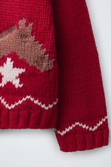 CARDIGAN WITH EMBROIDERED HORSES - Red by Zara - Image 3