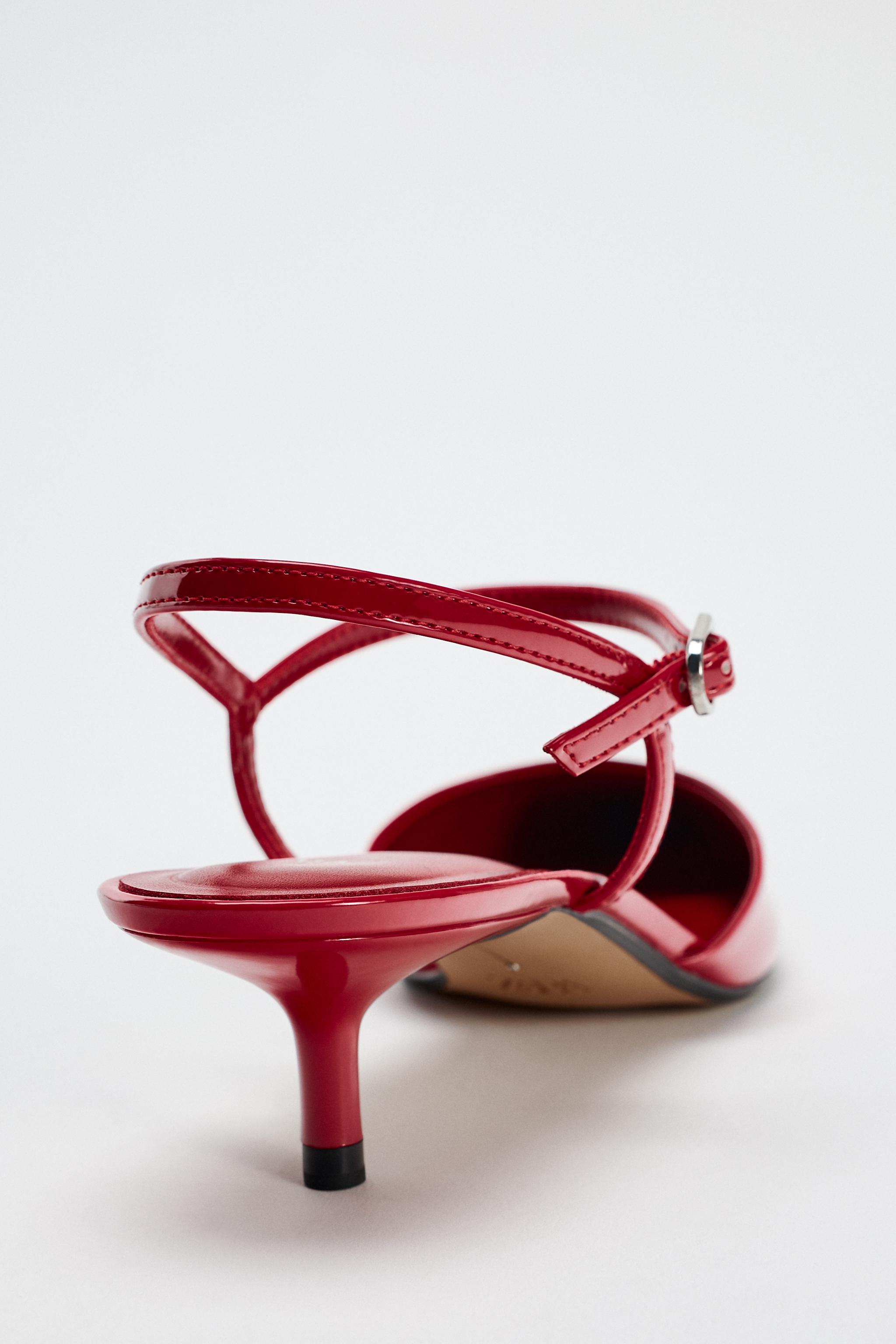 Zara red kitten heels top