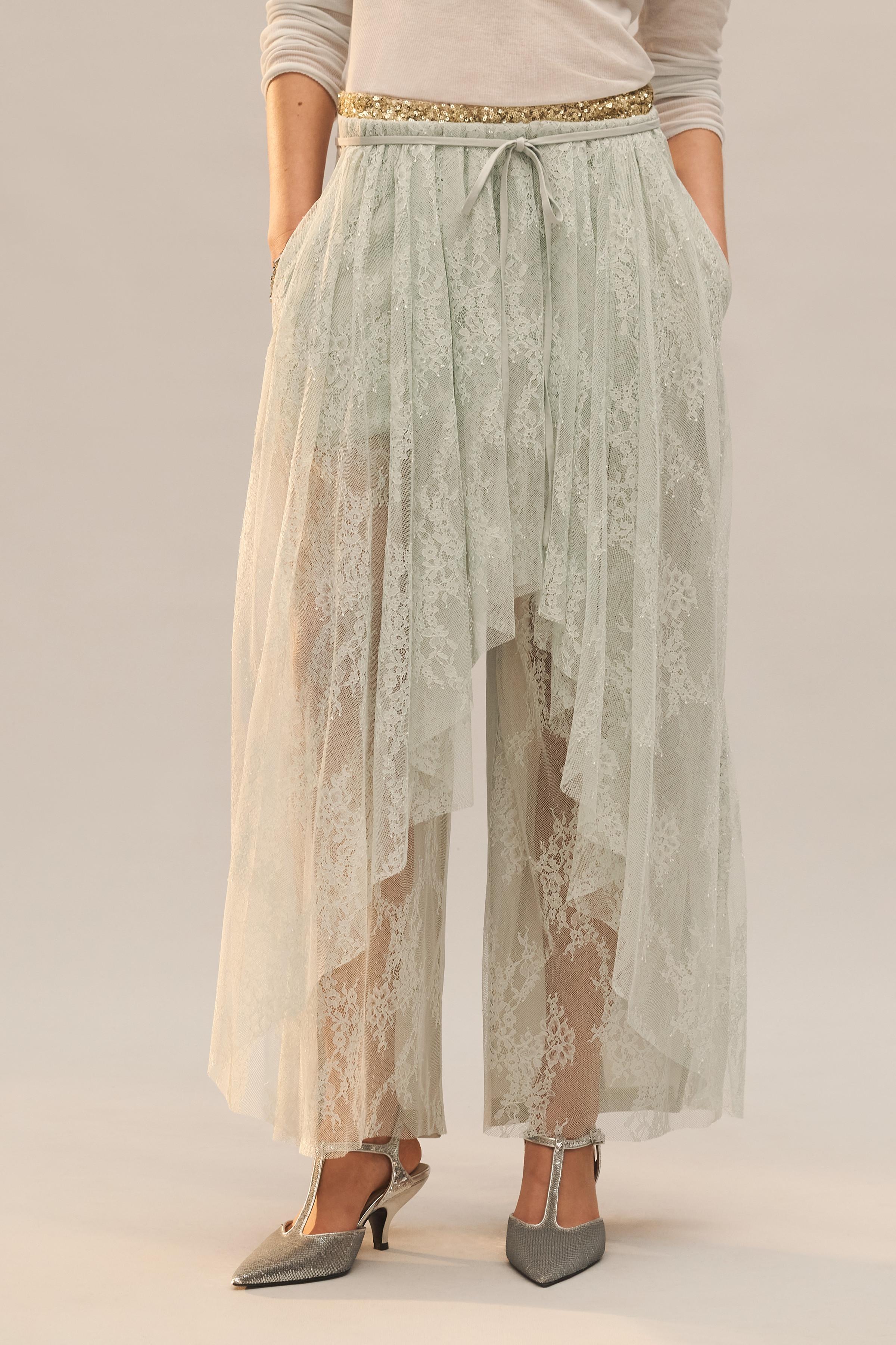 LIMITED EDITION LACE COMBI TROUSERS - Sea green | ZARA United Kingdom