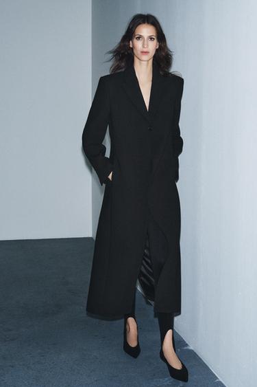 ΠΑΛΤΟ ΜΕΣΑΤΟ ΜΕ ΚΟΥΜΠΙ ZW COLLECTION - Μαύρο του Zara