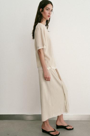 TOP BIMATIÈRE EN MAILLE - Beige clair de Zara - Image 3