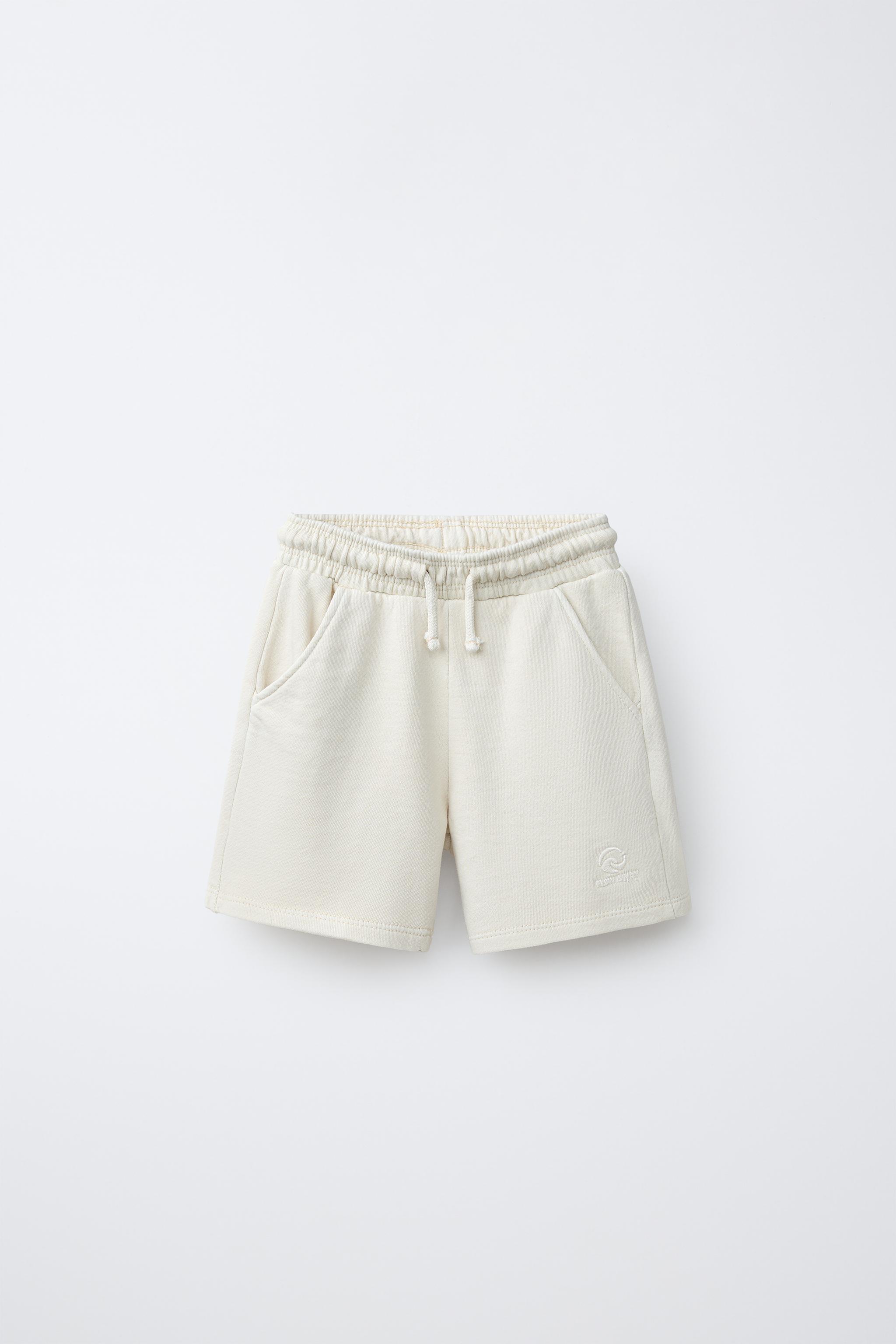 EMBROIDERED GARMENT DYED PLUSH SHORTS