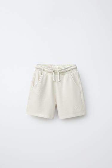 EMBROIDERED GARMENT DYED PLUSH BERMUDA SHORTS - Ice by Zara