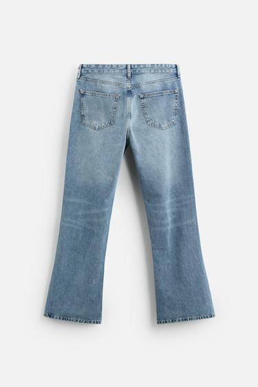RIPPED FLARE FIT JEANS - Mid-blue by Zara - Image 6