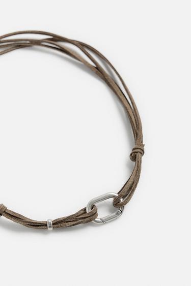 LEATHER EFFECT COMBINATION NECKLACE - Brown by Zara - Image 3
