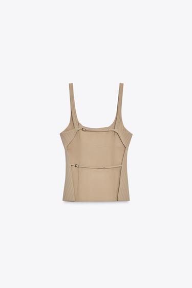 STRIPED OPEN-BACK TOP - camel de Zara - Image 6