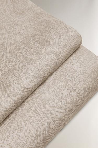 PAISLEY SATEEN FLAT SHEET - Light grey by Zara - Image 3