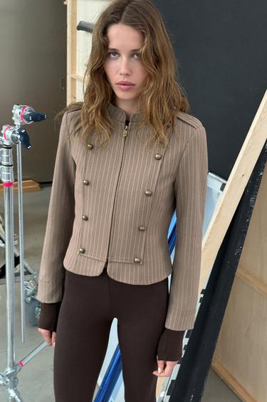 BLAZER ACINTURADO LISTRAS - Torrado-claro da Zara