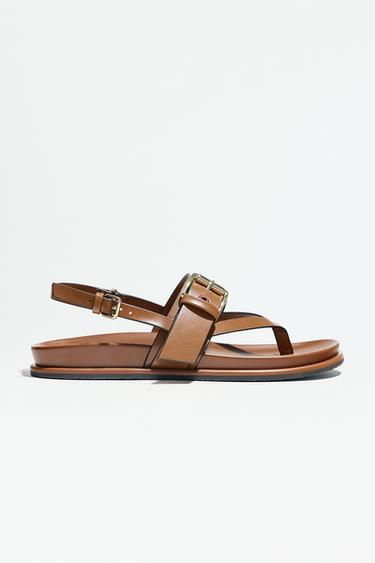 SANDAL BERPITA GESPER - Cokelat dari Zara