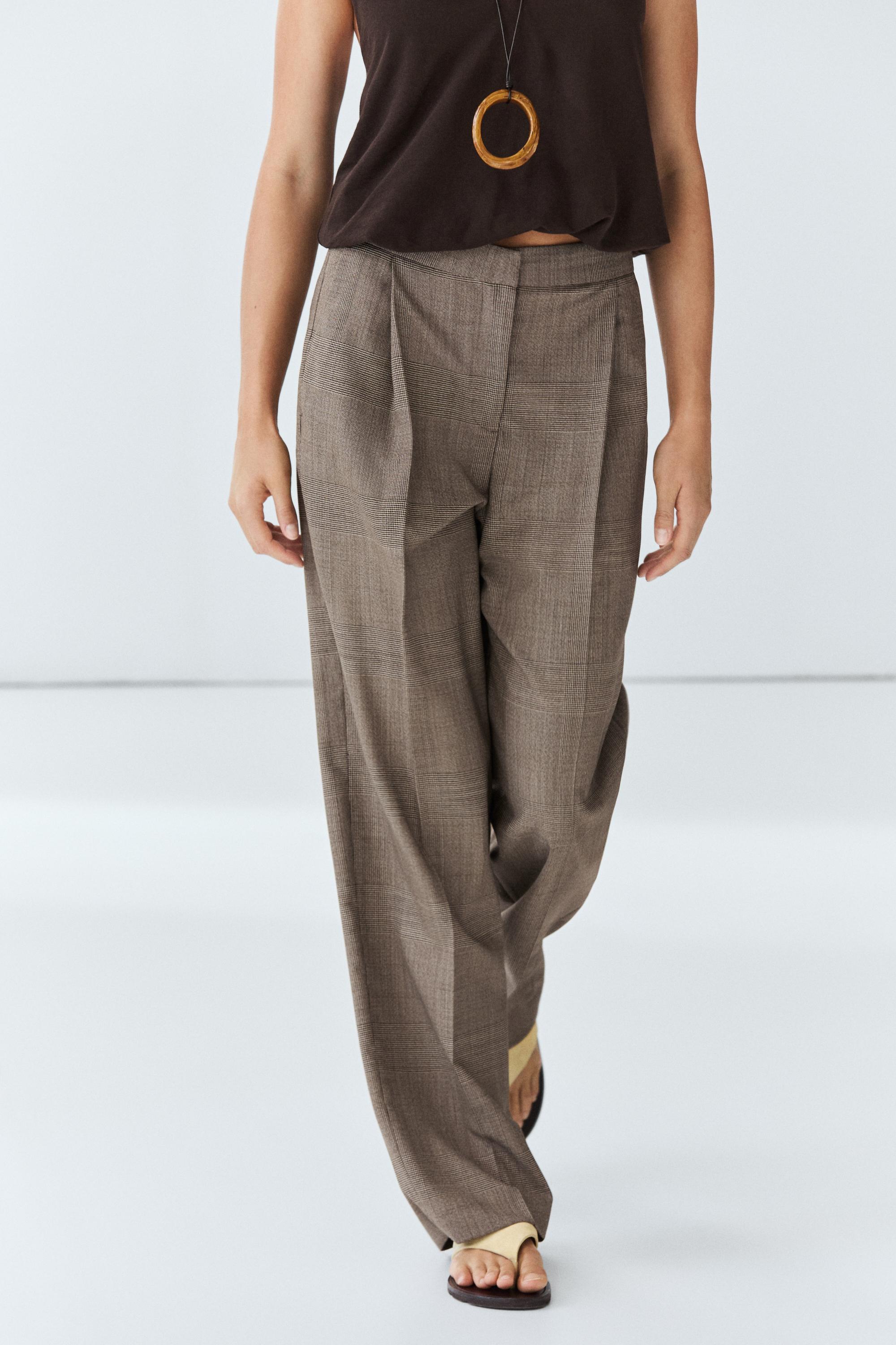 Check wool suit trousers