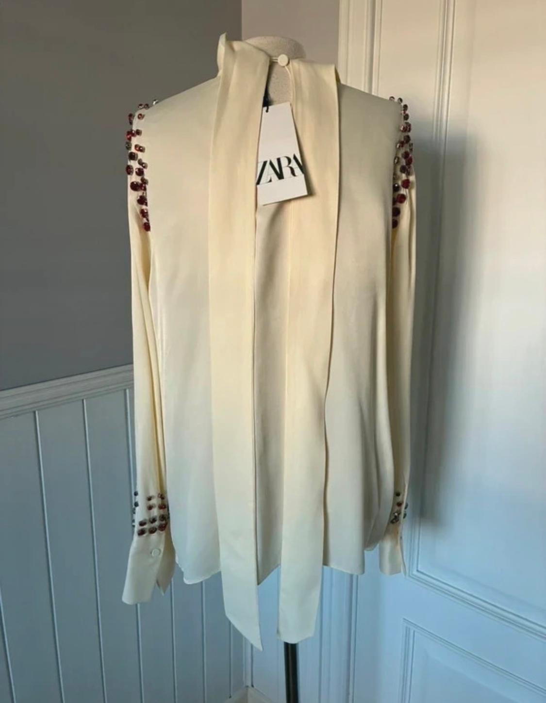 SATIN BLOUSE WITH RHINESTONES - Image 2