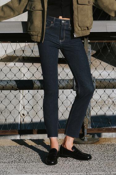TRF CROPPED FLARE JEANS MIT HOHEM BUND - Dunkles Indigoblau von Zara