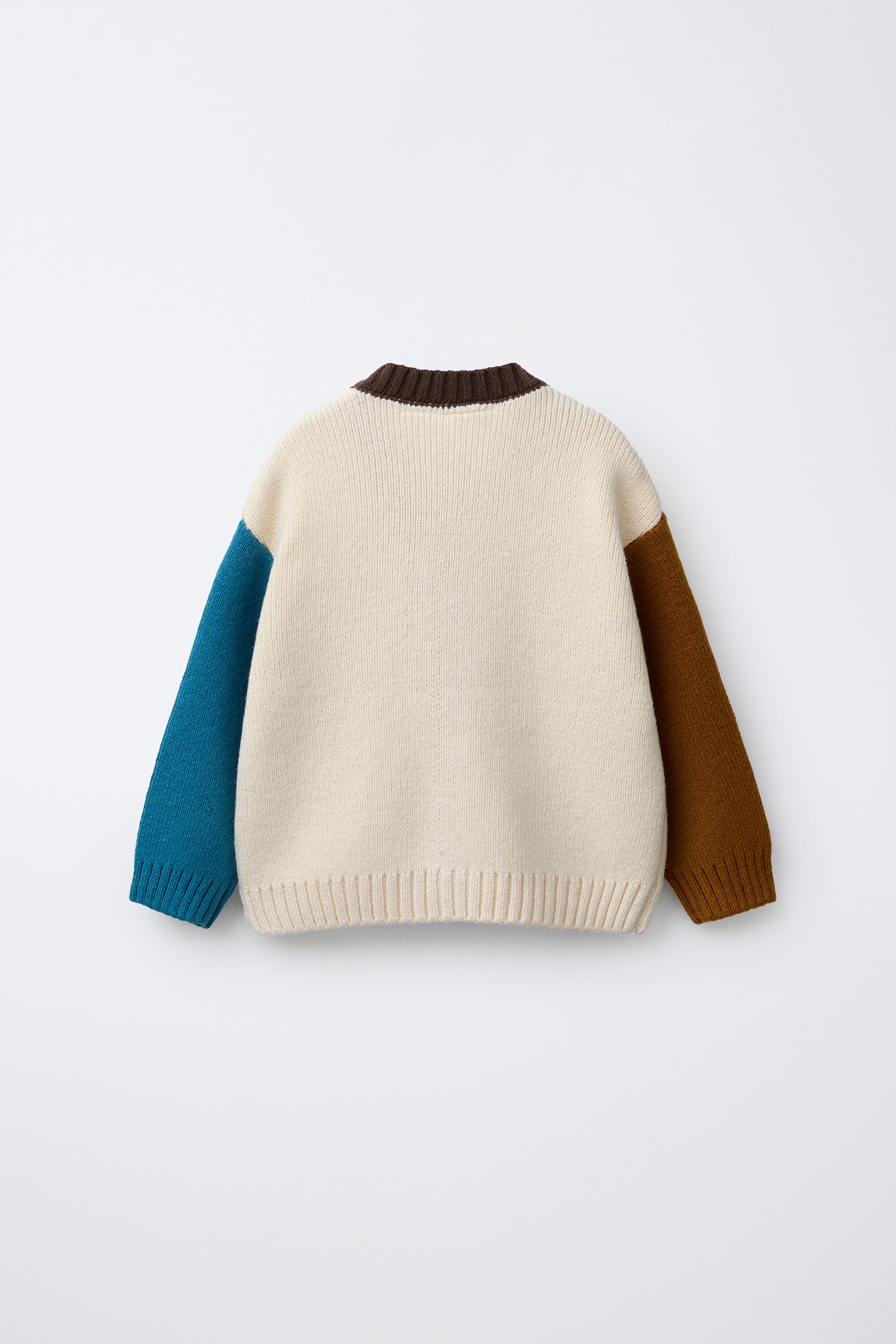 COLOUR BLOCK KNIT CARDIGAN ECRU ZARA United Kingdom