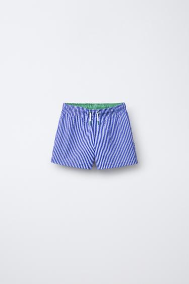 6-14 YEARS/SEERSUCKER SWIM SHORTS - Blue by Zara - Image 0