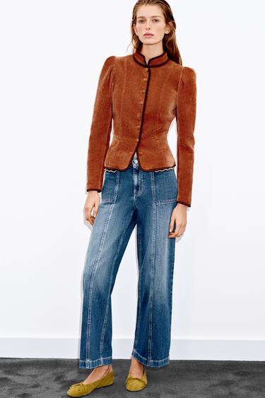 CONTRAST TRIM BLAZER - Burnt orange by Zara