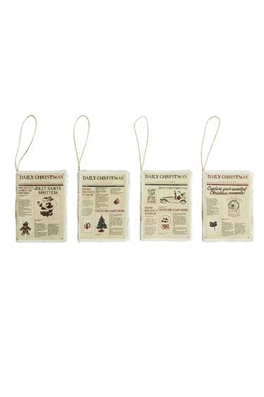 VINTAGE NEWSPAPER CHRISTMAS GIFT TAGS (PACK OF 4) - متعدد الألوان الخاص بـ Zara