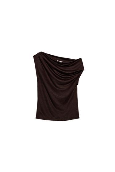 TOP DE MALHA ASSIMÉTRICO - Marrom da Zara