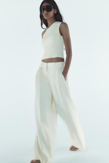 Zara ASYMMETRIC TOP - Ecru