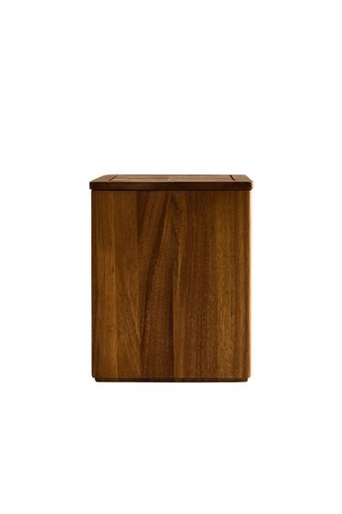 SQUARE WOODEN BATHROOM BIN - Light beige by Zara
