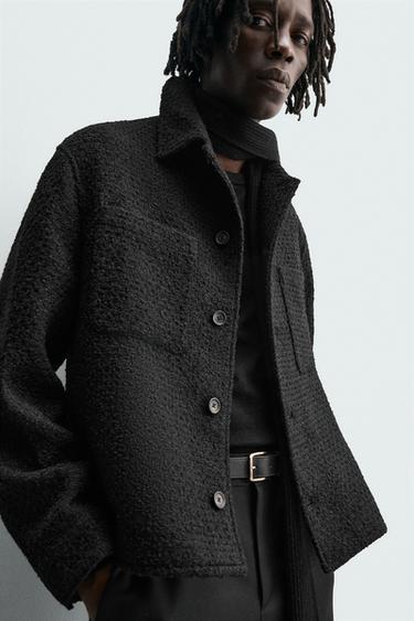 TEXTURED OVERSHIRT WITH POCKETS - Black by Zara