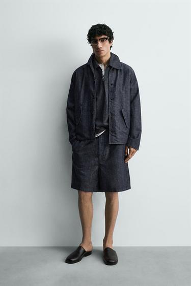 جاكيت قميصي من الدنيم بقَصّة مريحة - أزرق / نيلي الخاص بـ Zara - صورة 0