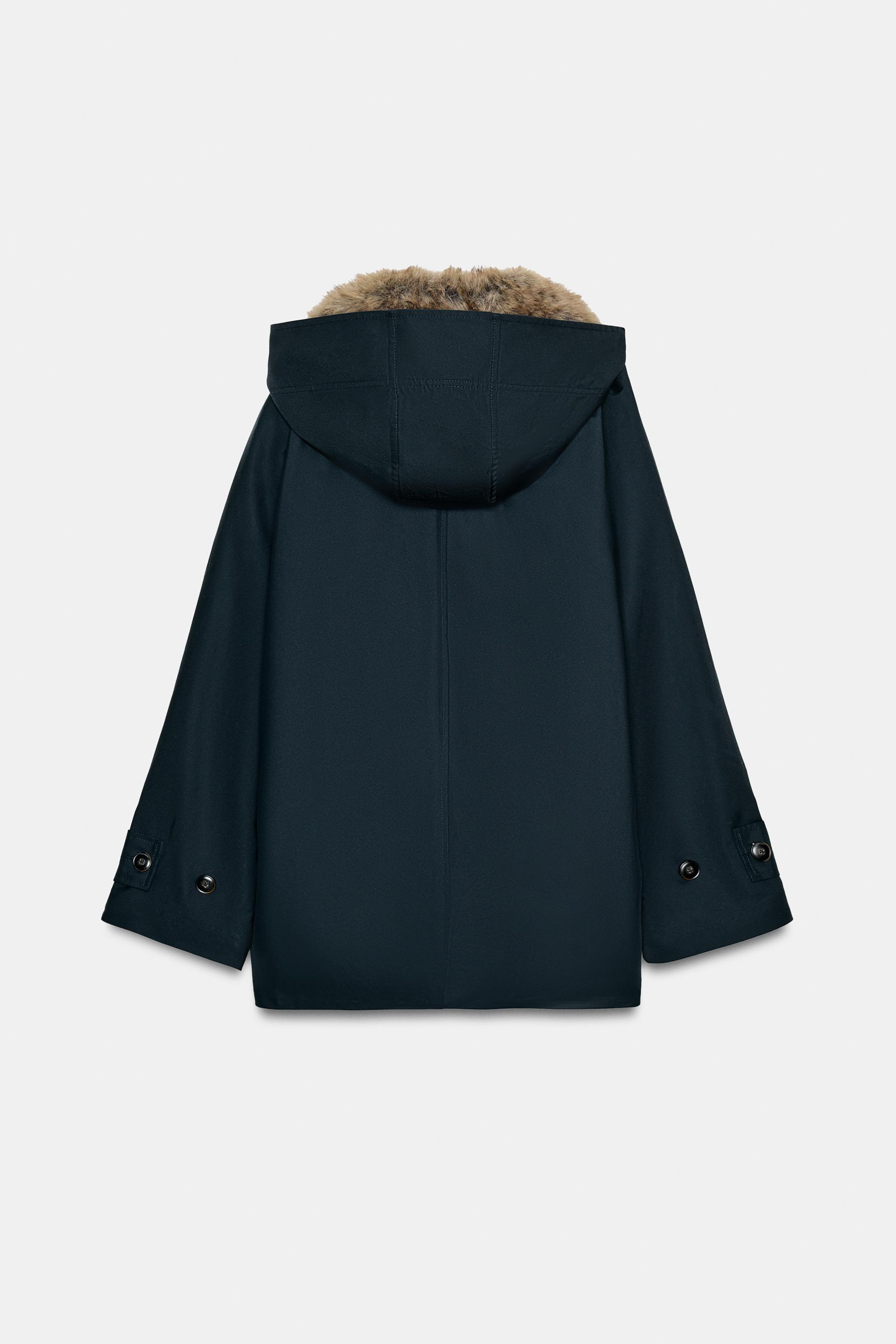 ZW COLLECTION FAUX FUR COLLAR TRENCH COAT
