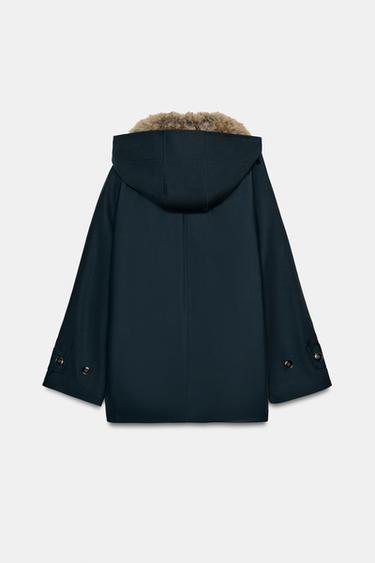 TRENCH COL EFFET FOURRURE ZW COLLECTION - Bleu marine de Zara - Image 7