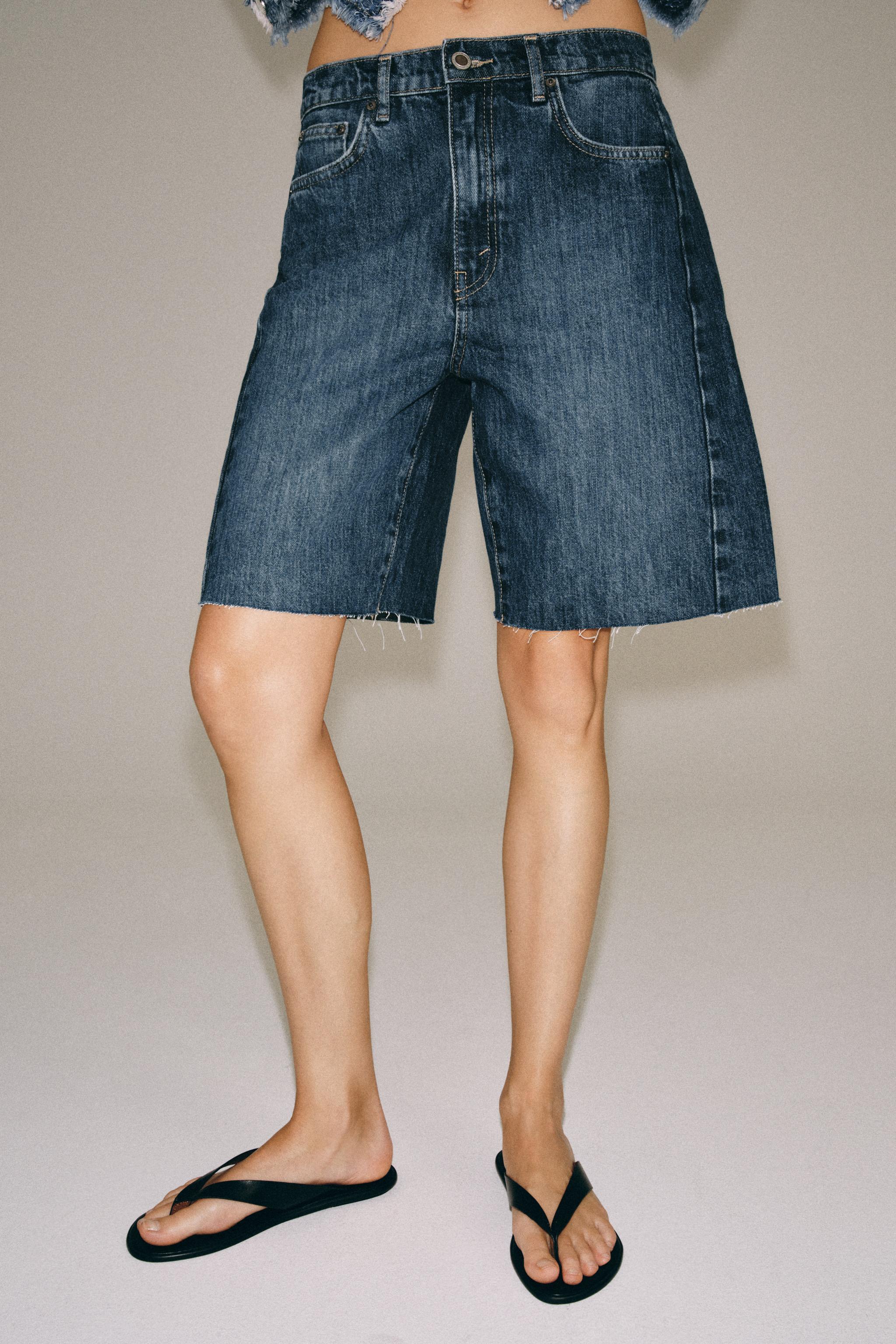 ZW COLLECTION RELAXED FIT MID-RISE DENIM SHORTS — Blue