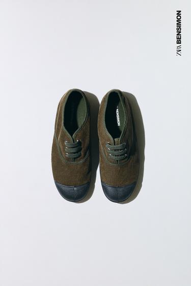 حذاء بامبا من القطن المخملي BENSIMON ® X ZARA - أخضر كاكي by Zara
