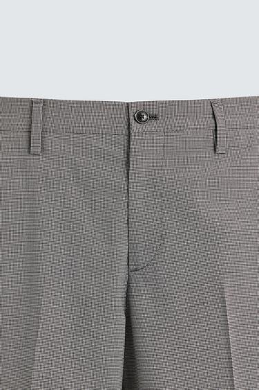 REGULAR FIT HOUNDSTOOTH SUIT TROUSERS - Black / White by Zara - Image 6