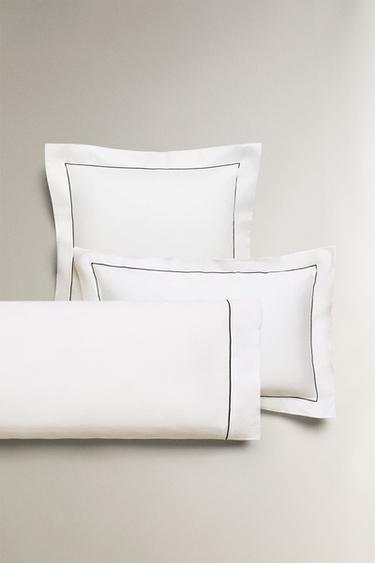 SATEEN PILLOWCASE WITH TRIM - Black by Zara
