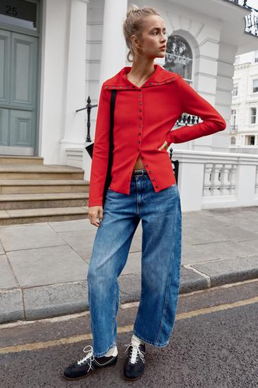 CHAQUETA PUNTO BOTONES - Rojo de Zara - Imagen 0