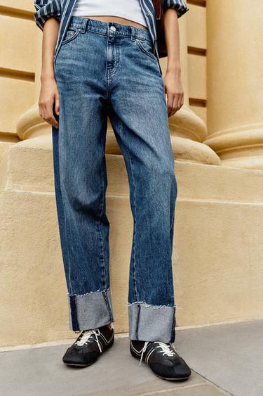 جينز Z1975 بخصر متوسط وقصة واسعة - أزرق الخاص بـ Zara