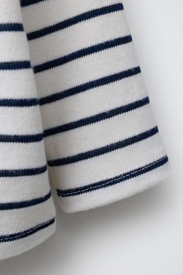 STRIPED T-SHIRT WITH TOWELLING TIGER PATCH - Navy blue by Zara - Image 3