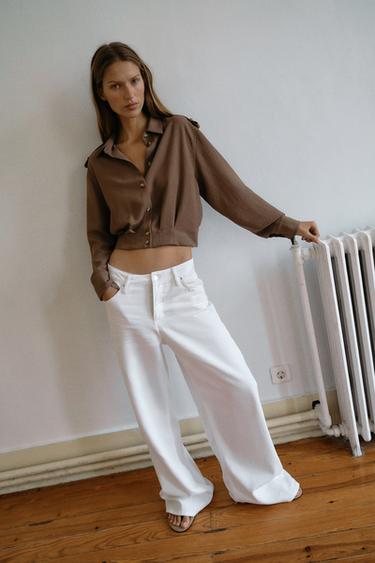 SHORT SHIRT WITH TABS - camel by Zara