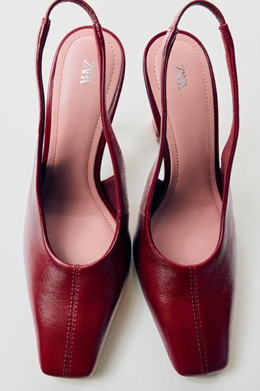 ZAPATO TACÓN PIEL - Rojo Burdeos de Zara