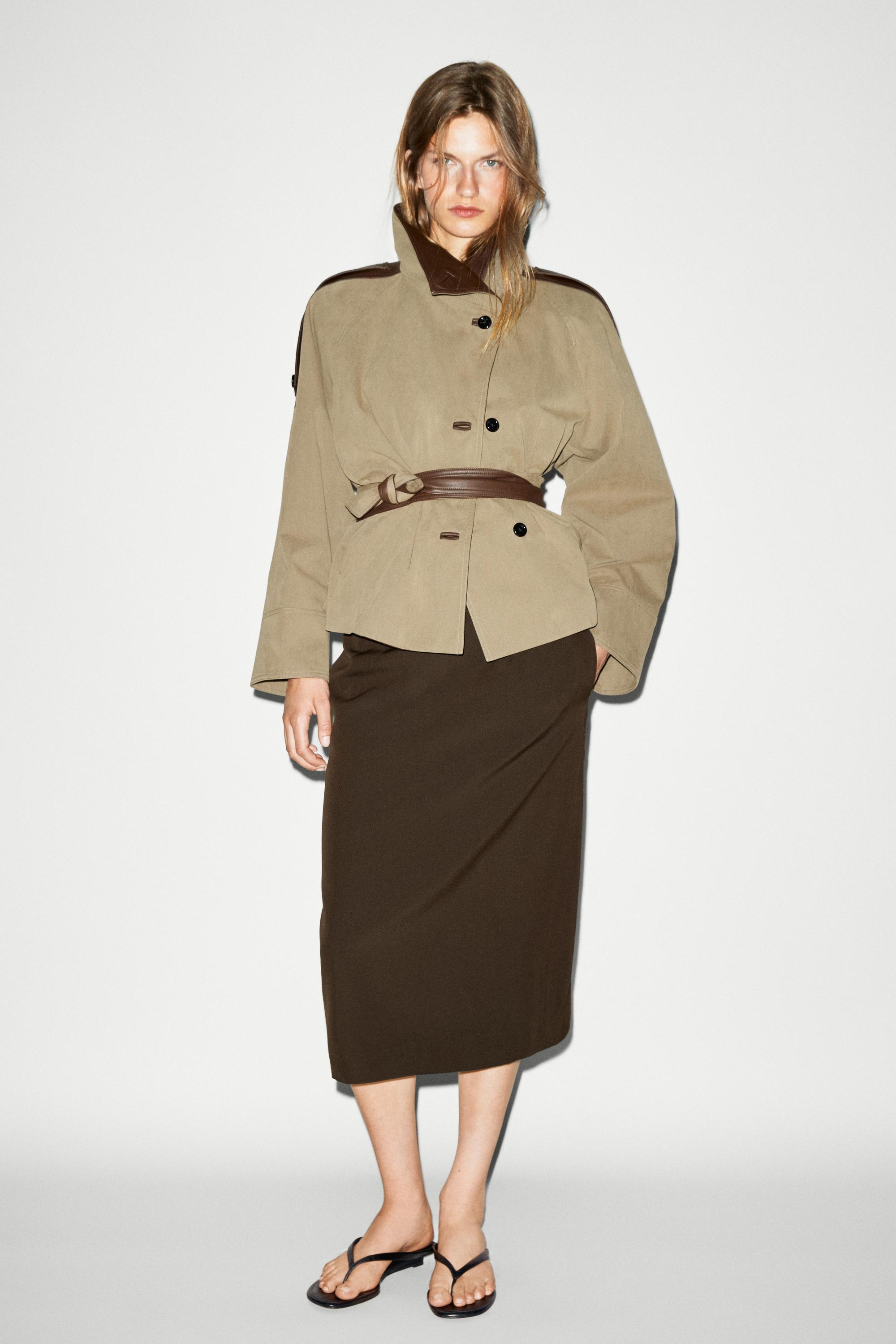 Straight wool blend midi skirt