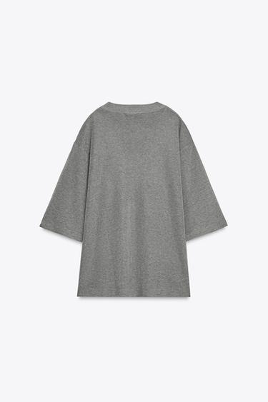 TOP OVERSIZE EN MAILLE UNIE - Gris chiné de Zara - Image 4