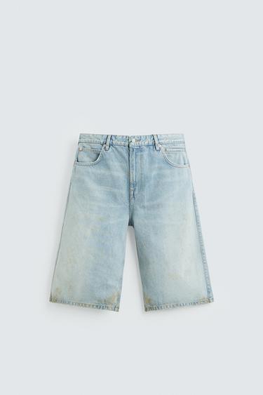 BERMUDAS DENIM BAGGY FIT EFECTO VINTAGE - Azul claro de Zara - Imagen 0