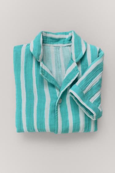 1 MONTH - 2 YEARS/ STRIPED SLEEPSUIT WITH FLOWER PATCH - Blue/White by Zara