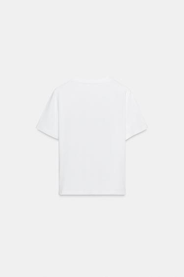 T-SHIRT TEXTE - Blanc / Grenat de Zara - Image 4