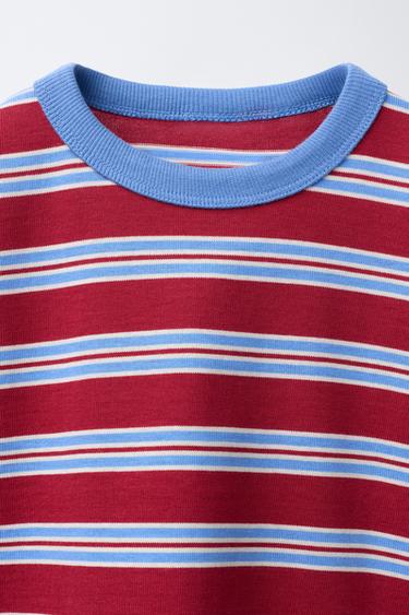 STRIPED EMBROIDERED T-SHIRT - Red / White by Zara - Image 2
